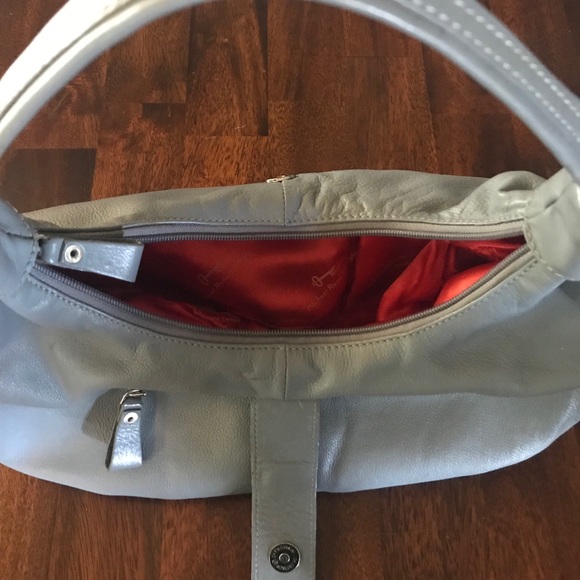 Italian Gray Leather Michael Rome Slouch Satchel Purse - Picture 5 of 16